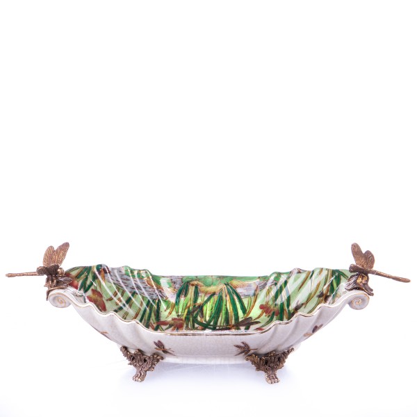 Porzellan mit Bronze Schale mit Libellen HM6071
