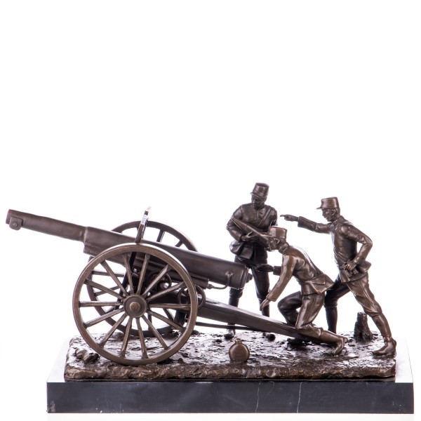 Bronzefigur Soldaten mit Kanone BT848