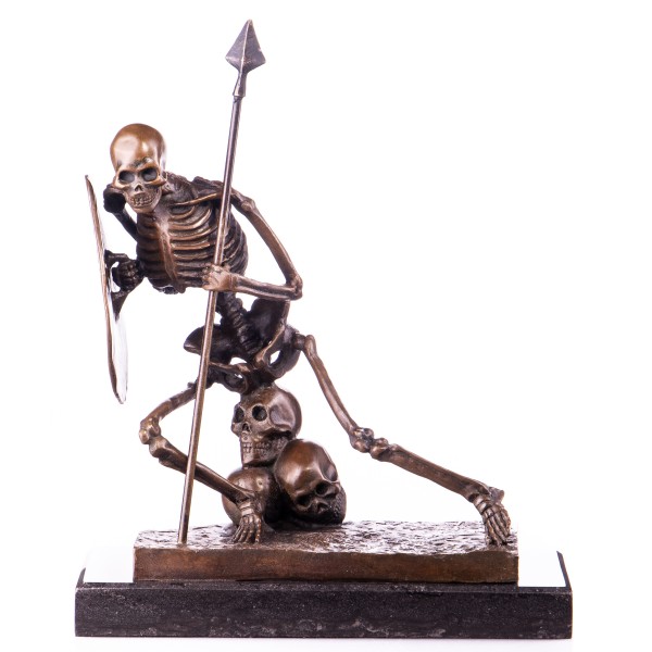 Bronzefigur Skelett mit Speer und Schild YB304
