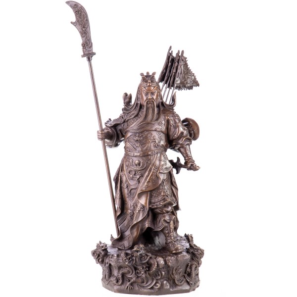 Asiatica Bronzefigur Legänderer Chinesischer General Guan Yu CB204