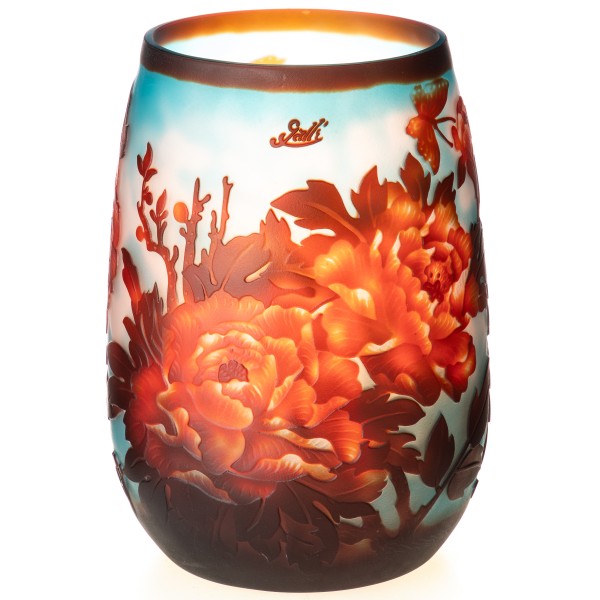 Handgefertigte Kameoglas Vase signiert "Gallé" und "Tip" VG106