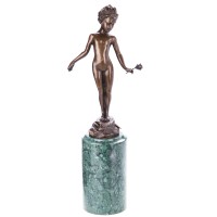 Bronzefigur Nacktes Mädchen mit Rose BT870 Bronzefigur Nacktes Mädchen mit Rose BT870
