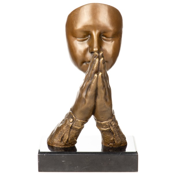 Moderne Bronzefigur Gesicht betend YB914