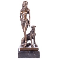 Erotische Bronzefigur Cleopatra mit Panther BT435 Erotische Bronzefigur Cleopatra mit Panther BT435