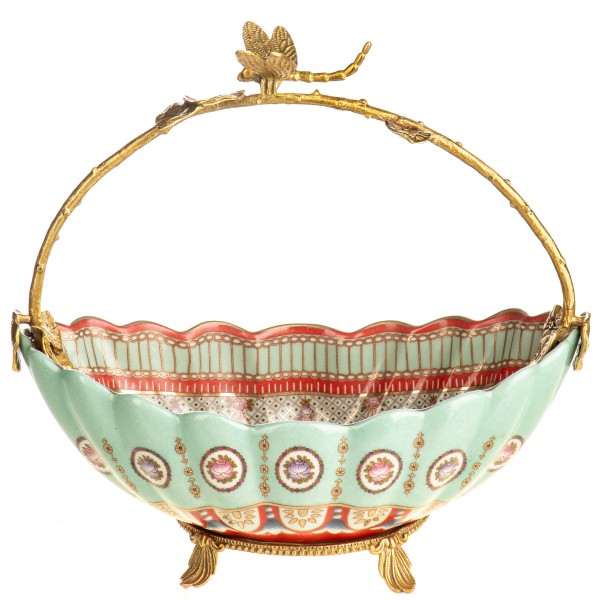 Porzellan mit Bronze Schale mit Libelle HM6491