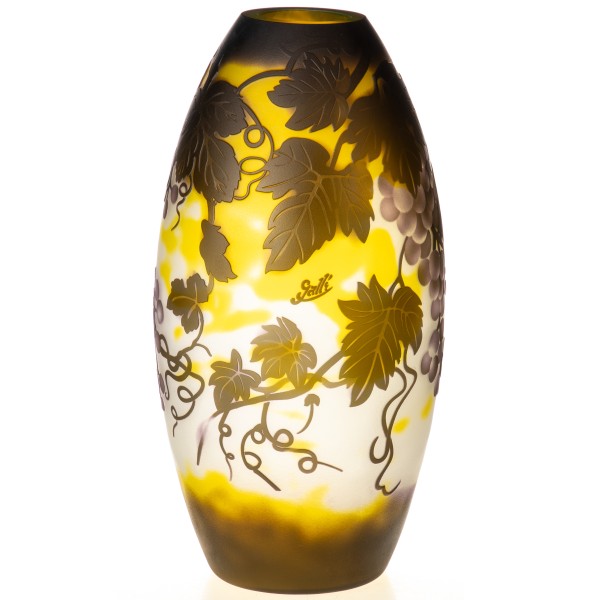 Handgefertigte Kameoglas Vase signiert "Gallé" und "Tip" VG119