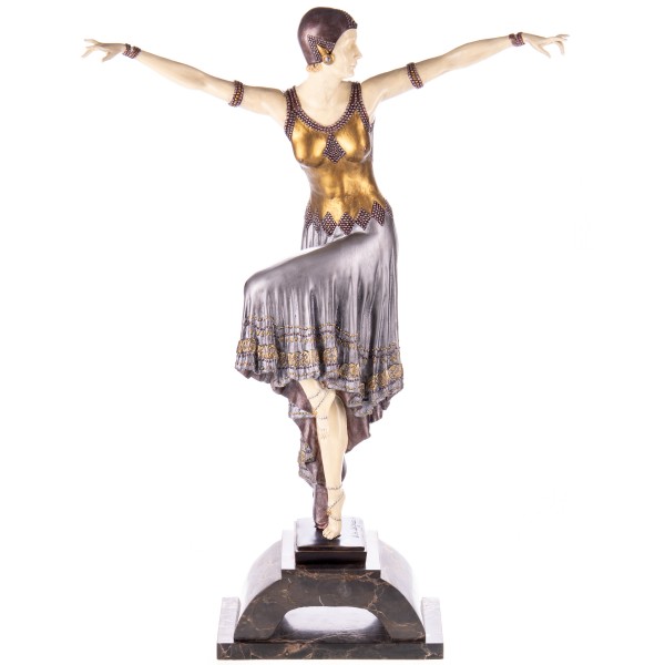 Farbige Art Deco Bronzefigur Tänzerin nach D.H.Chiparus BT892
