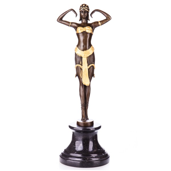 Goldene Art Deco Bronzefigur Tänzerin nach D.H.Chiparus YB245
