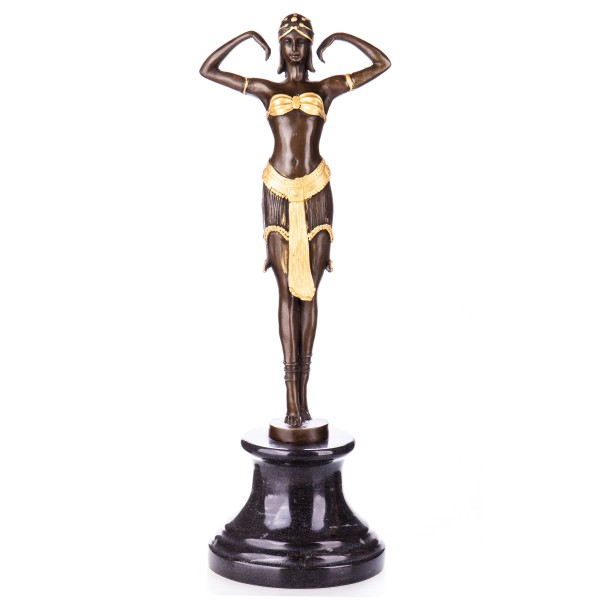 Goldene Art Deco Bronzefigur Tänzerin nach D.H.Chiparus YB245