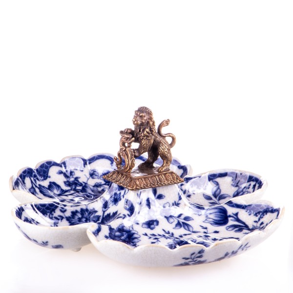 Porzellan mit Bronze Schale mit Löwe HM5749