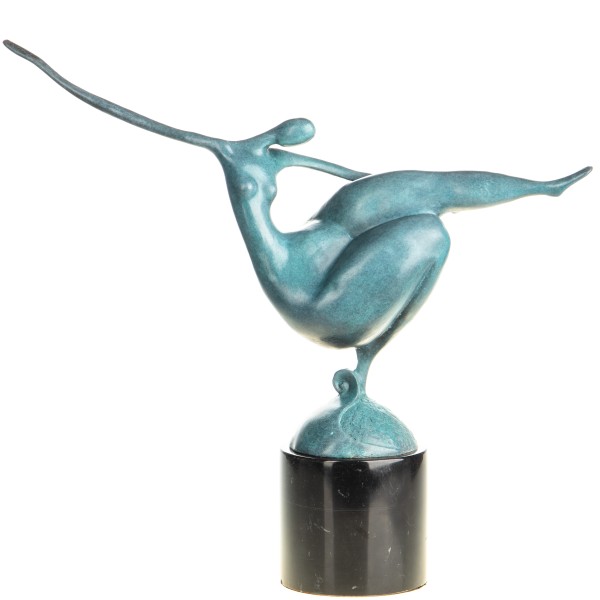 Moderne Bronzefigur weiblicher Akt mit grüner Patina YB929