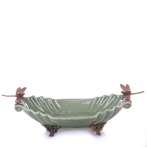 Porzellan mit Bronze Schale mit Libellen HM6072