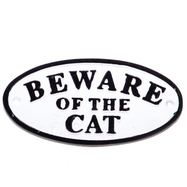 Aluminium Wandschild "BEWARE OF THE CAT" M432