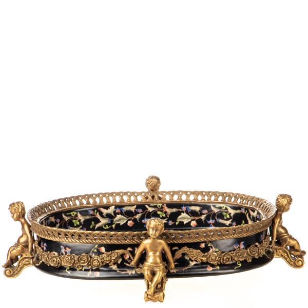 Porzellan mit Bronze Schale mit Engeln HM6449