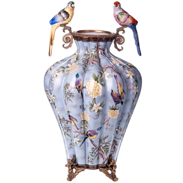Porzellan mit Bronze Vase mit Papageien HM6355