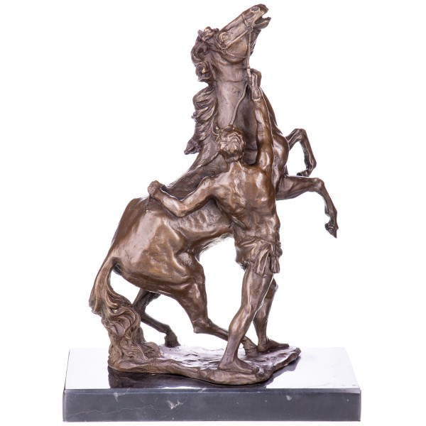 Bronzefigur Pferd mit Reiter "Marly Horses" nach G.Cousteau BJ150