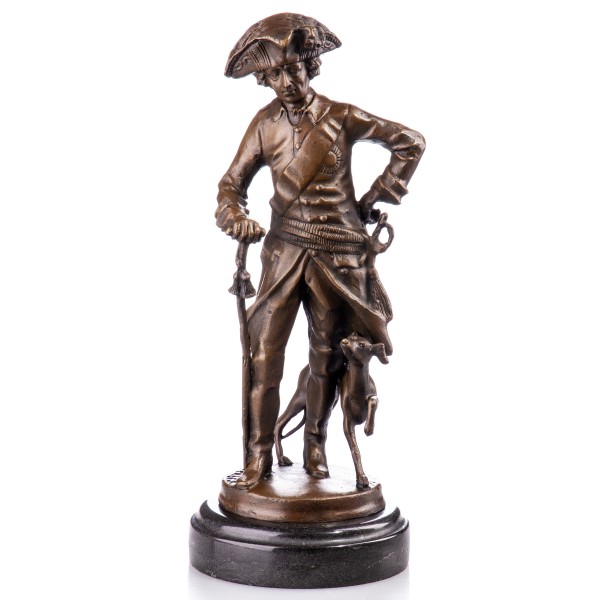 Bronzefigur König Friedrich II "Der Alte Fritz" mit Jagdhund YB385