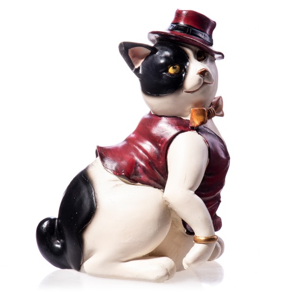 Kater in Kostüm handbemalte Polyresinfigur QP110