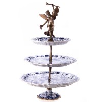 Porzellan mit Bronze Etagere mit Engel HM5944 Porzellan mit Bronze Etagere mit Engel HM5944