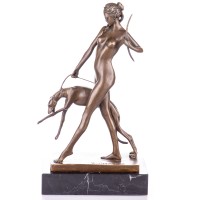 Art Deco Bronzefigur Diana mit Hund nach E.McCartan YB616 Art Deco Bronzefigur Diana mit Hund nach E.McCartan YB616