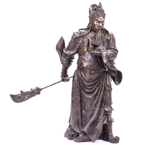 Asiatica Bronzefigur Legänderer Chinesischer General Guan Yu CB206