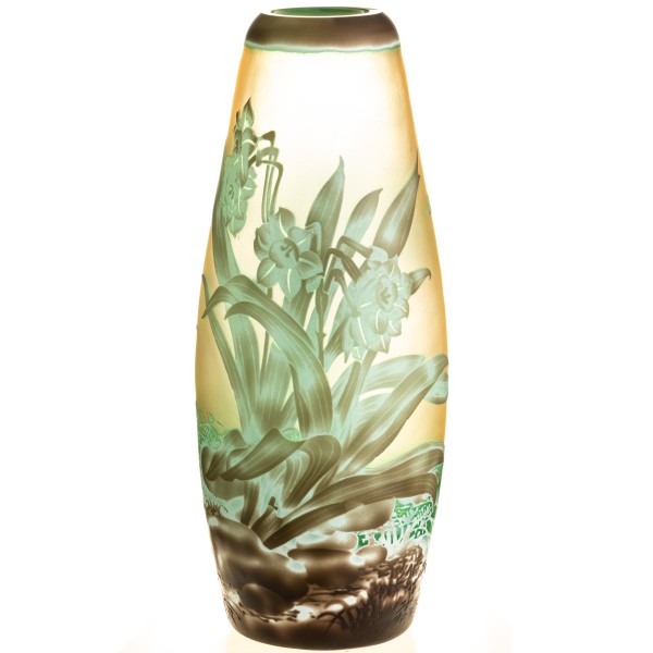 Handgefertigte Kameoglas Vase signiert "Gallé" und "Tip" VG125