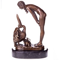 Art Deco Bronzefigur Frau mit Pelikan YB833 Art Deco Bronzefigur Frau mit Pelikan YB833