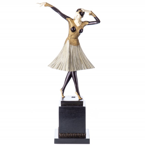 Farbige Art Deco Bronzefigur Tänzerin "Miro" nach D.H.Chiparus BT888