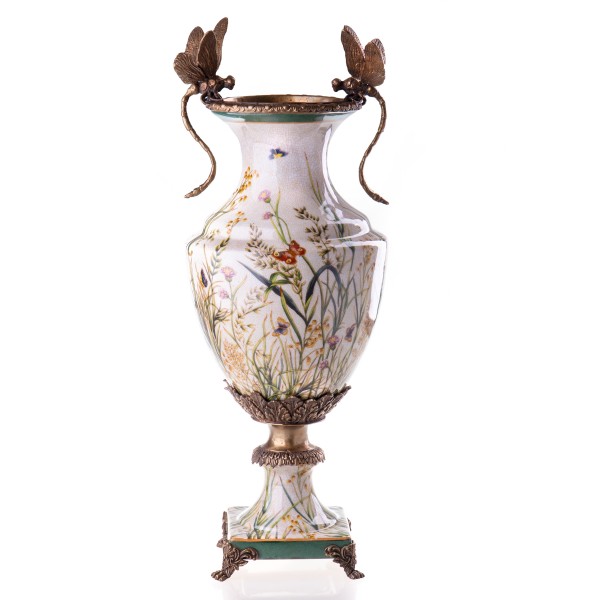 Porzellan mit Bronze Vase mit Libellen HM5989