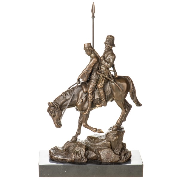 Bronzefigur Kosakenpaar auf Pferd BT685
