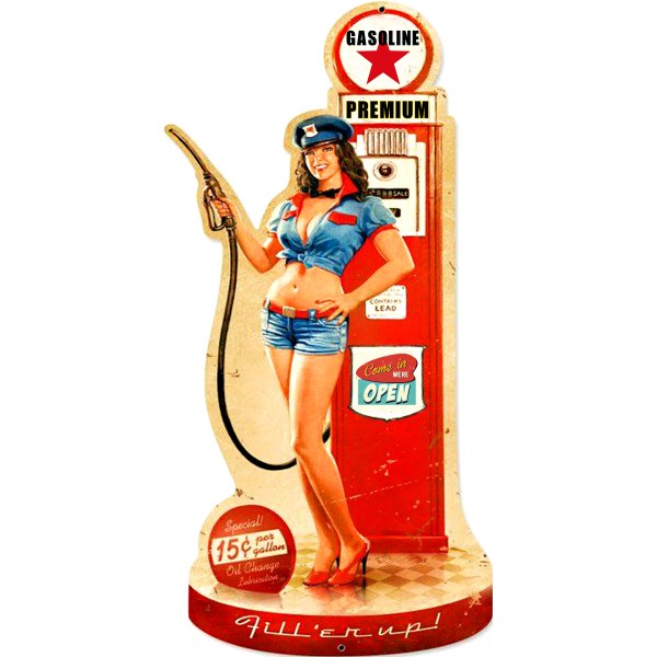 Geprägtes Blechschild Pin Up "Gasoline Premium" MP127