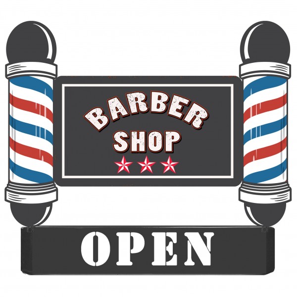 Geprägtes Blechschild "Barber Shop Open" MP148