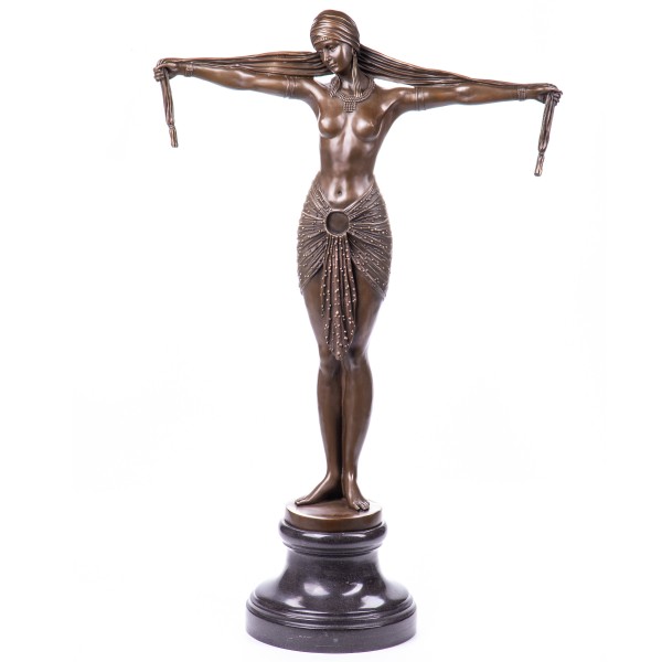 Art Deco Bronzefigur Tänzerin "Scarf Dancer" nach D.H.Chiparus BT673