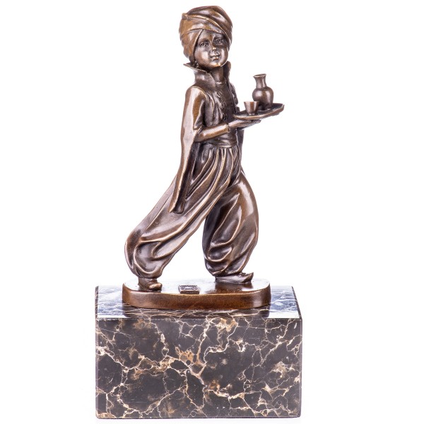 Art Deco Bronzefigur Orientalischer Diener "Oriental Waiter" nach F.Preiss BT411