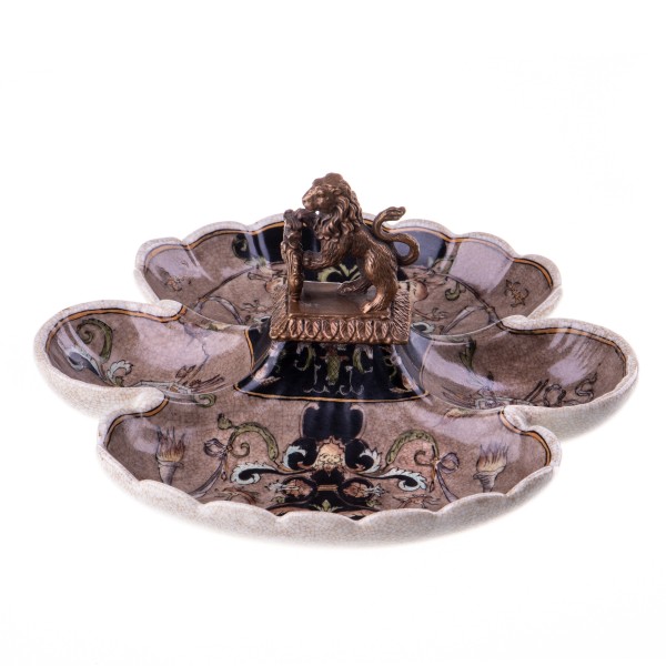 Porzellan mit Bronze Schale mit Löwen HM5748