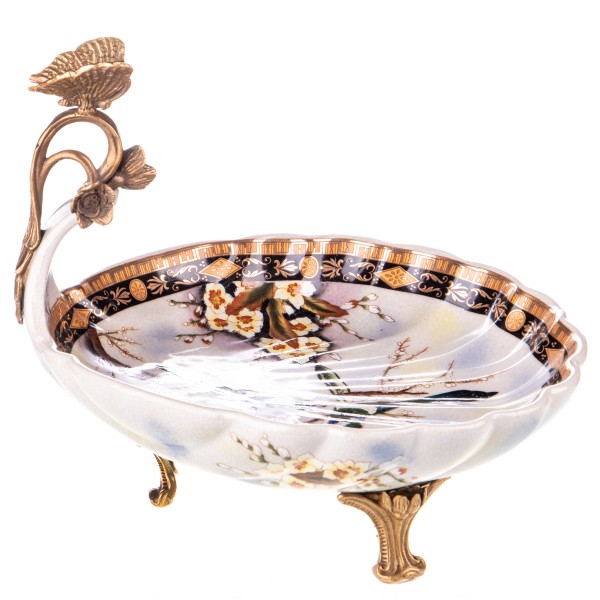 Porzellan mit Bronze Schale mit Schmetterling HM6280