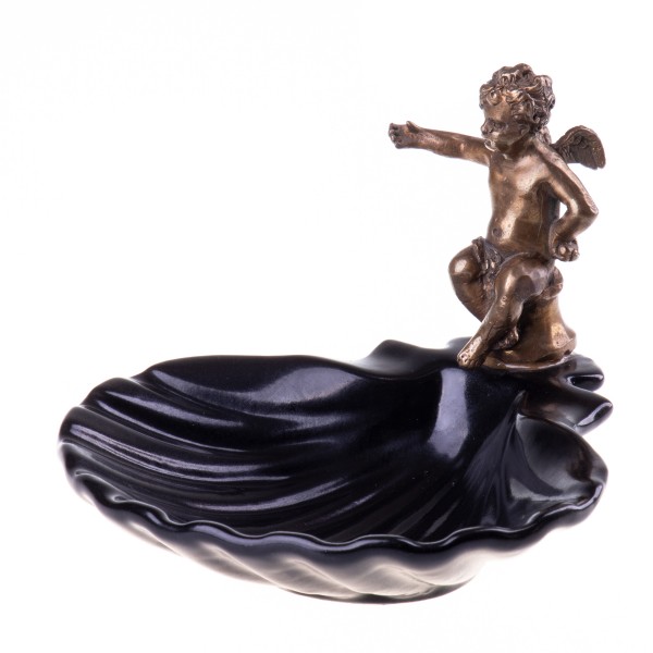 Porzellan mit Bronze Seifenschale mit Engel HM5663