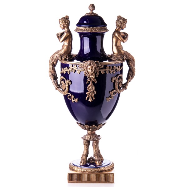 Porzellan mit Bronze Deckelvase HM5791