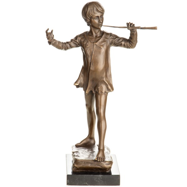 Bronzefigur Junge mit Flöte BT986
