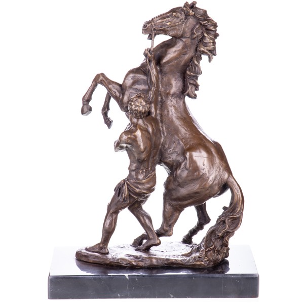 Bronzefigur Pferd mit Reiter "Marly Horses" nach G.Cousteau BJ151