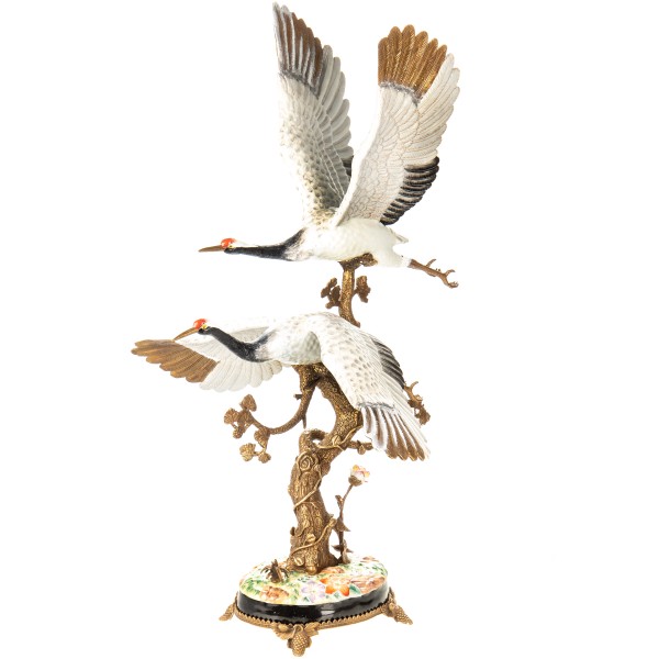 Porzellan mit Bronze Kraniche HM6353