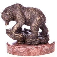 Bronzefigur Bär mit Fisch YB795 Bronzefigur Bär mit Fisch YB795