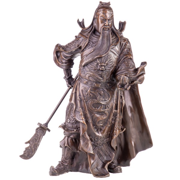 Asiatica Bronzefigur Legänderer Chinesischer General Guan Yu CB210