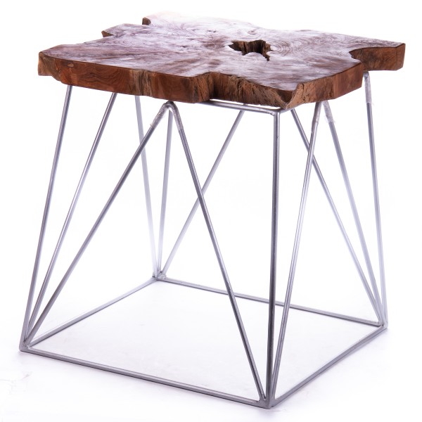 Beistelltisch Teakholz mit Metallfüßen FT110