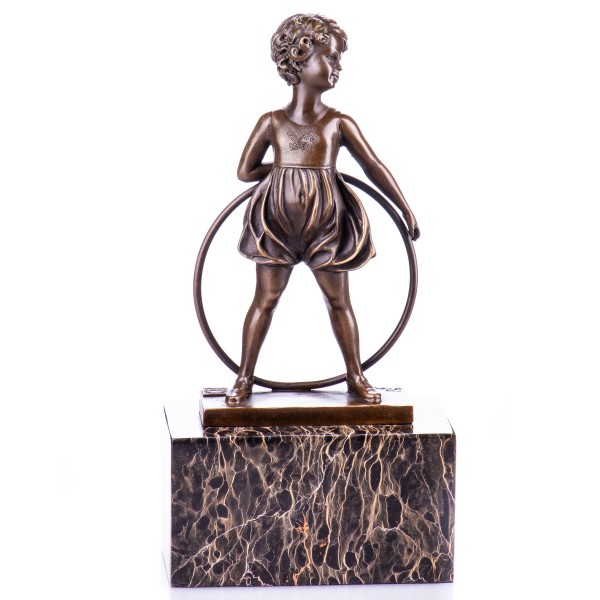 Art Deco Bronzefigur Mädchen mit Reif "Hoop Girl" nach F.Preiss BT427