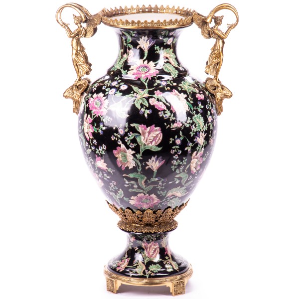 Porzellan mit Bronze Bodenvase HM6362