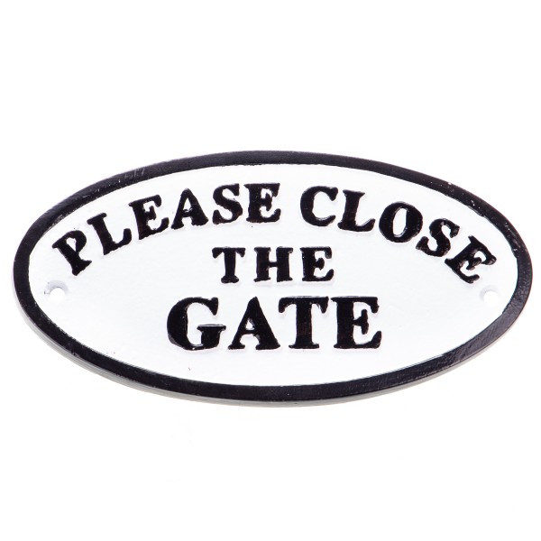 Aluminium Wandschild "PLEASE CLOSE THE GATE" M446