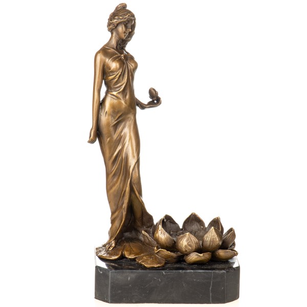 Bronzefigur Frau mit Blumen YB895