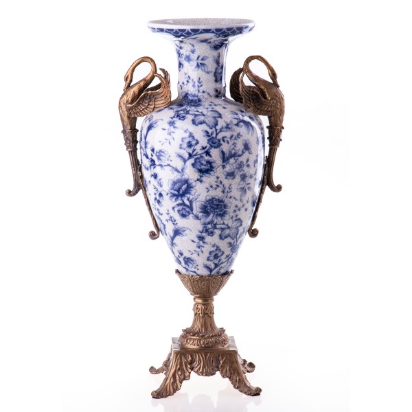 Porzellan mit Bronze Vase mit Schwänen HM5526