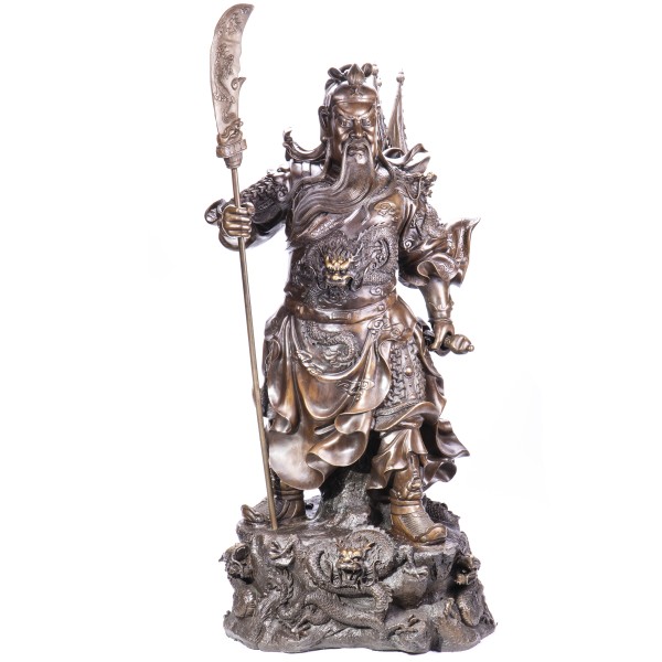 Asiatica Bronzefigur Legänderer Chinesischer General Guan Yu CB201